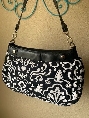 Thirty-One Black & White Patterned Shoulder Bag